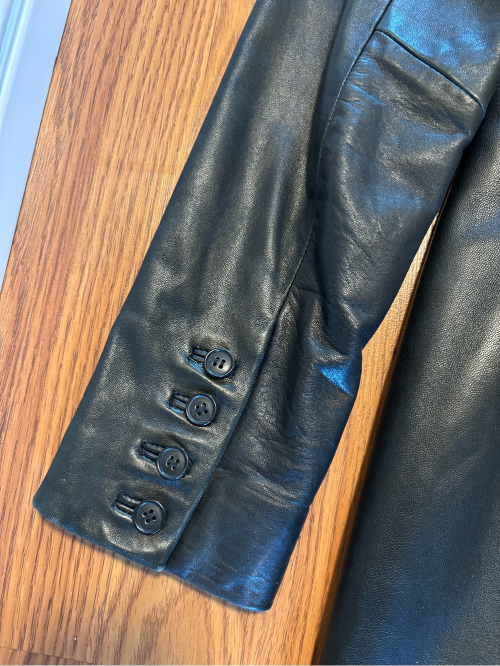 Express Dark Green Leather Longline Trench Coat - Picture 12 of 14